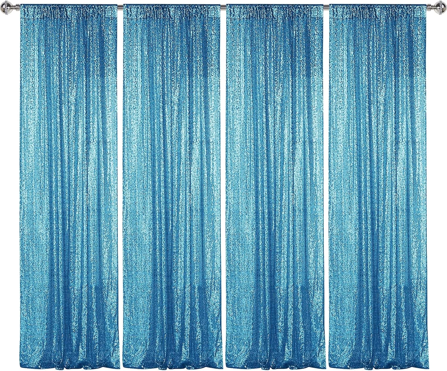 Sugargirl Turquoise Sequin Backdrop Curtain 4 Panels 2FTx8FT Glitter Turquoise Background Drapes Sparkle Photography Backdrop for Party Wedding Birthday Wall Decoration
