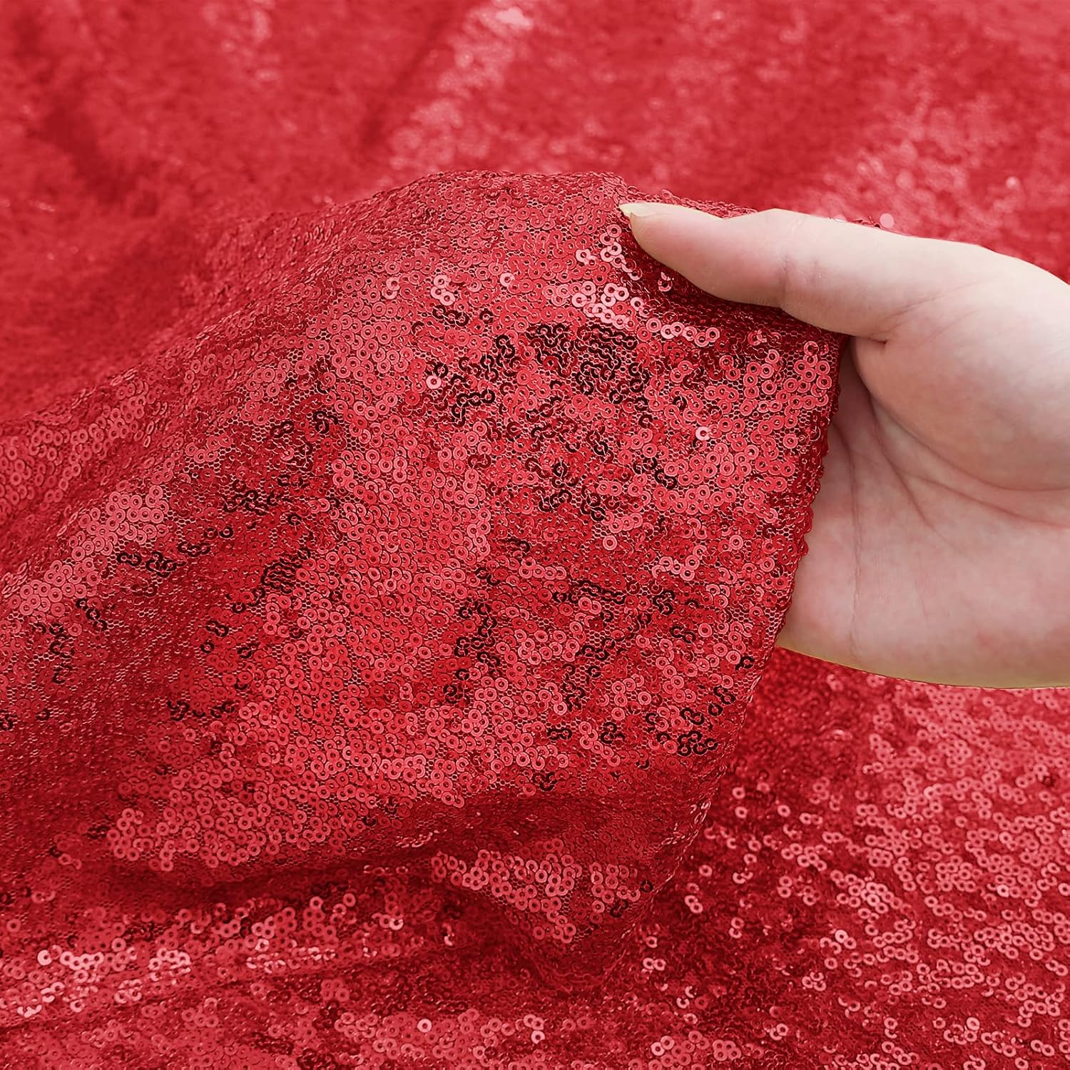 Sugargirl Red Sequin Backdrop Curtain 2 Panels 2FTx8FT Glitter Red Background Drapes Sparkle Photography Backdrop for Party Wedding Birthday Wall Decoration