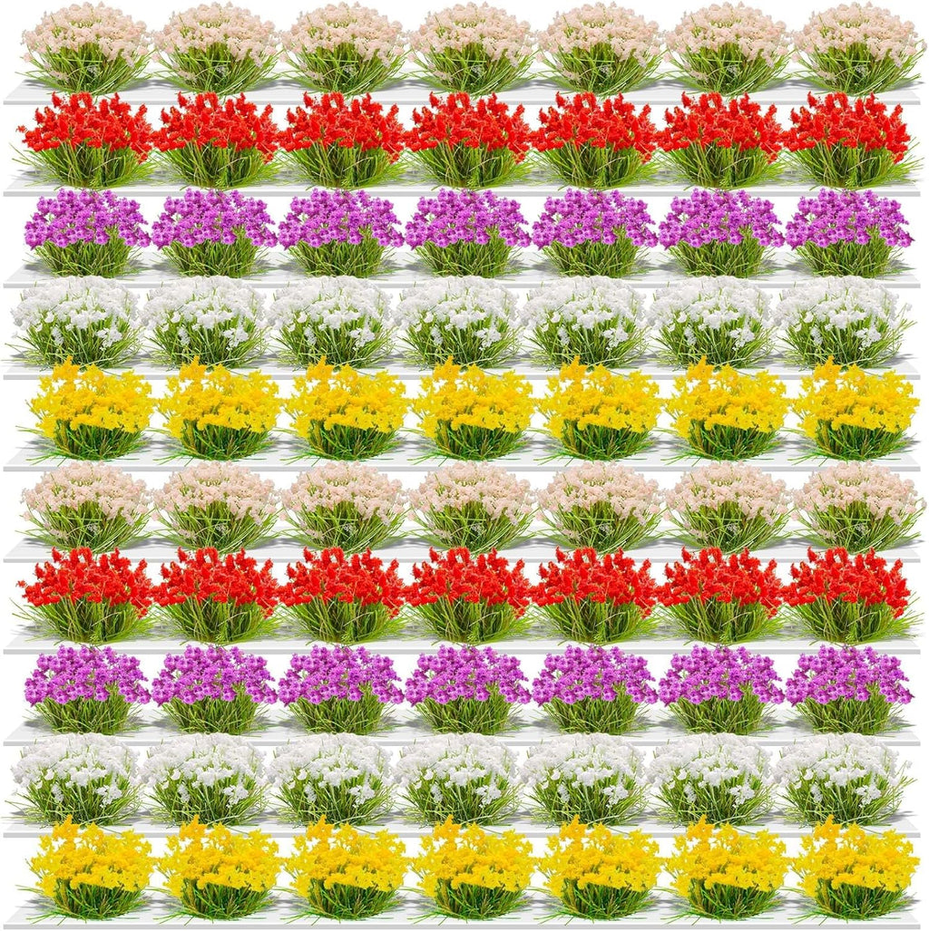 WDAHDHP Miniature Colorful Cluster Flower, 70Pcs Vegetation Groups Static Grass Tufts for DIY Craft Train Landscape Railroad Scenery Sand Military Layout Model Miniature Bases and Dioramas