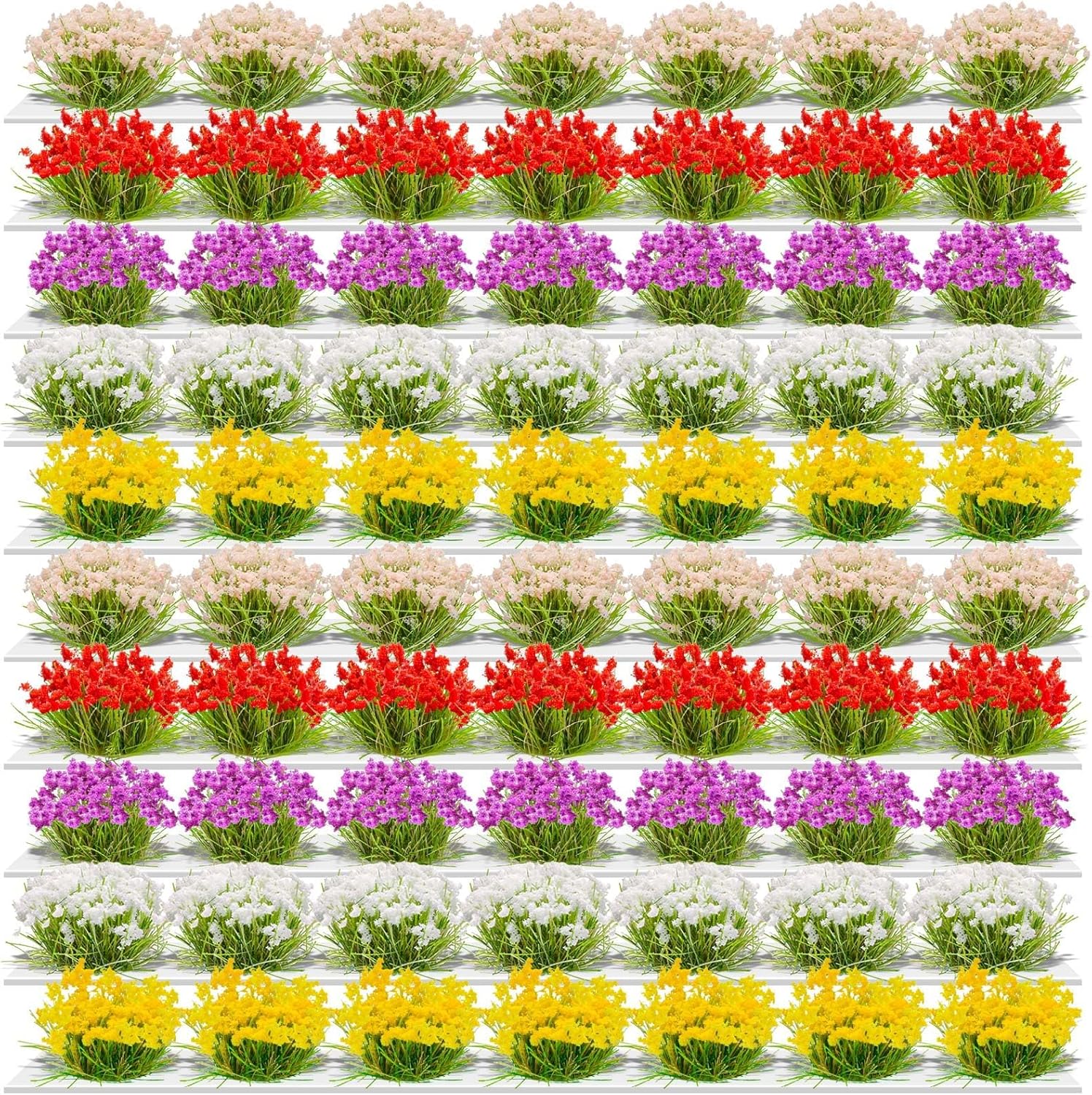 WDAHDHP Miniature Colorful Cluster Flower, 70Pcs Vegetation Groups Static Grass Tufts for DIY Craft Train Landscape Railroad Scenery Sand Military Layout Model Miniature Bases and Dioramas