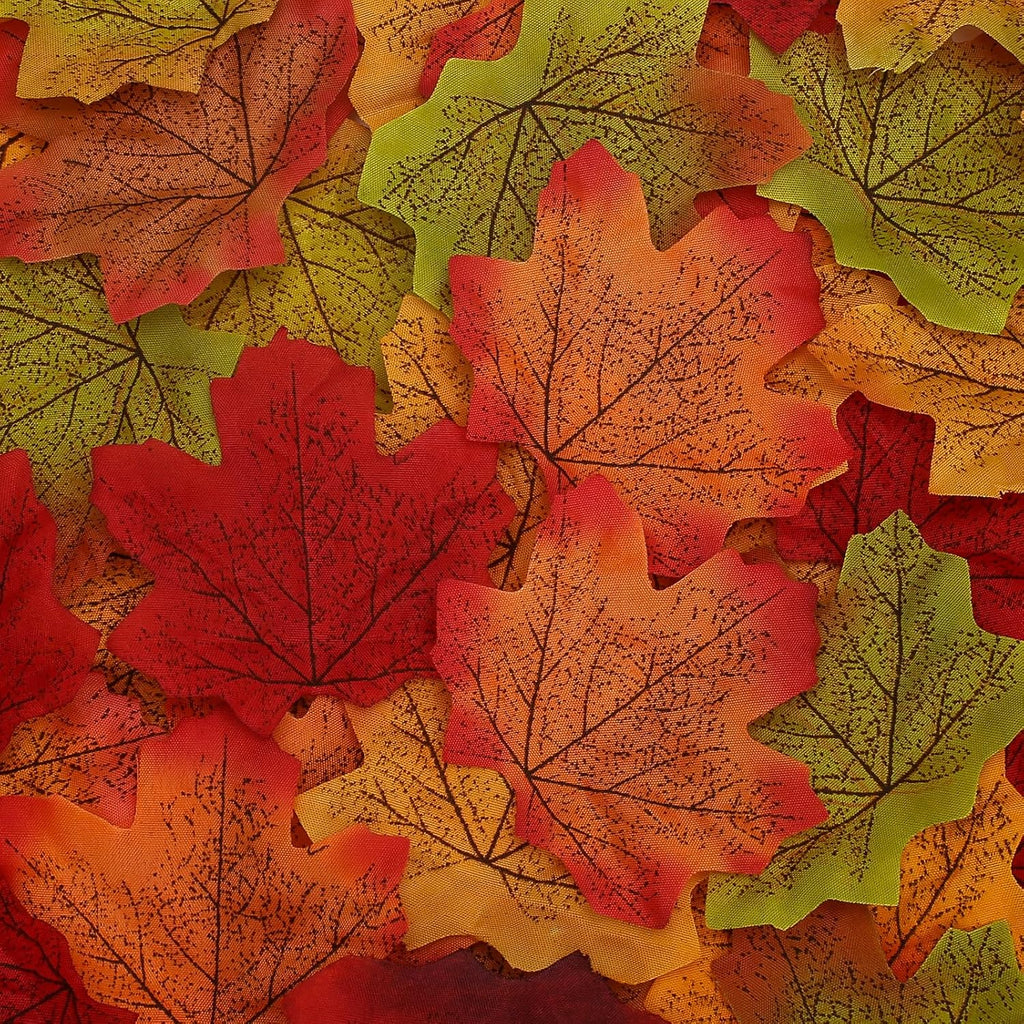 600PCS Artificial Maple Leaves Faux Fall Maple Leaf Fake Autumn Leaves Thanksgiving Autumn Halloween Party Table Decors,10 Colors