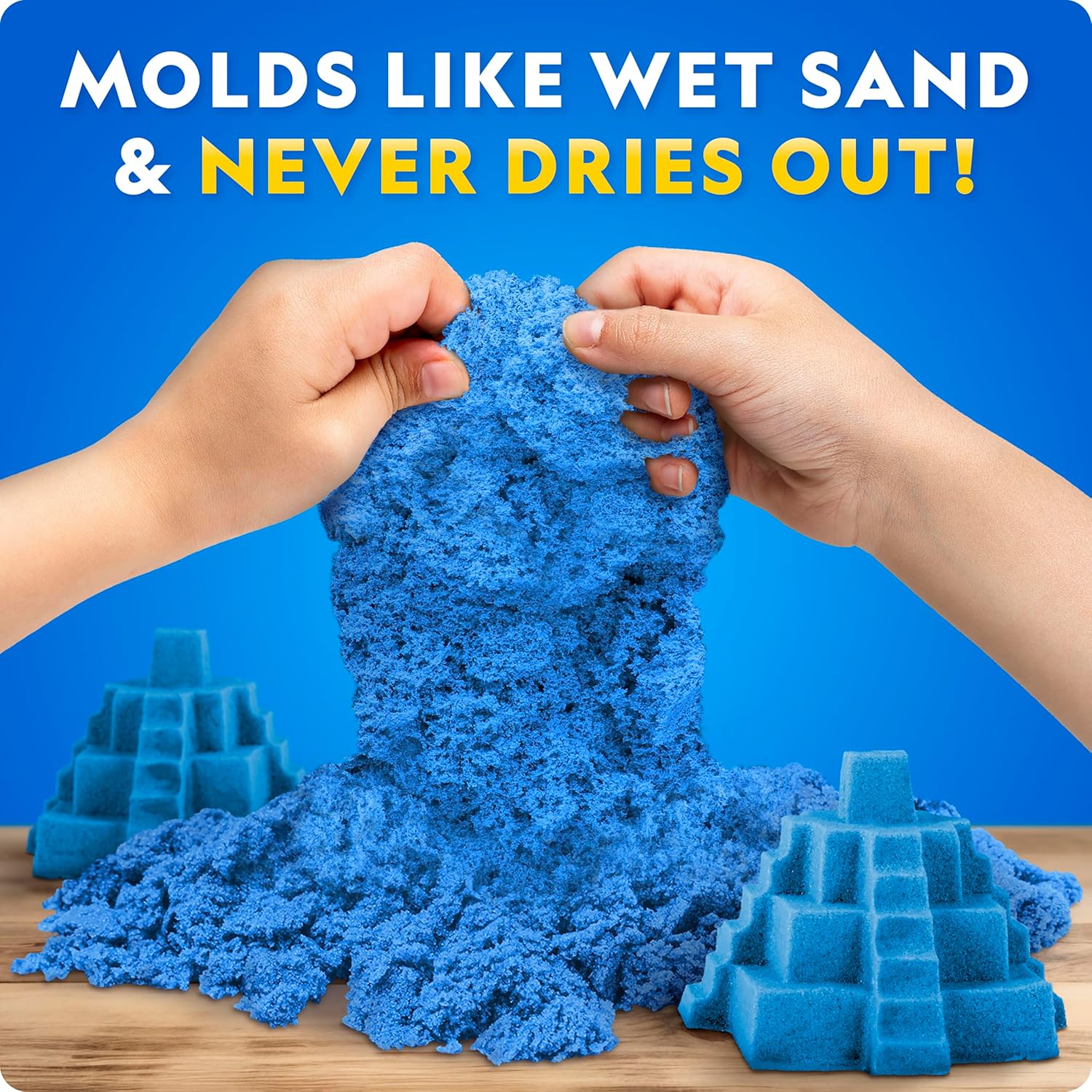 National Geographic Moon Sand - 24 Lb. Bulk Play Sand Kit with 6 Castle Molds (Blue) - A Fun No Mess Sensory Activity, Kids Fake Sand Play Set, Sensory Bin Filler