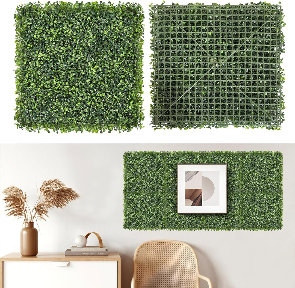Artificial Grass Wall Panels, 12 PCS 20x20 inch Boxwood Hedge Wall Panels with 100 Zip Ties, Boxwood Panels Backdrop for Outdoor Indoor Decorative Garden Fences Backyard Patio Privacy Hedge