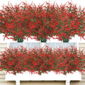 42 Pcs Fake Lavender Flowers Outdoor UV Resistant Faux Plastic Lavender Flowers No Fade Artificial Lavender Purple Plants for Outside Garden Porch Window Box Hanging Planter Decor (Red)