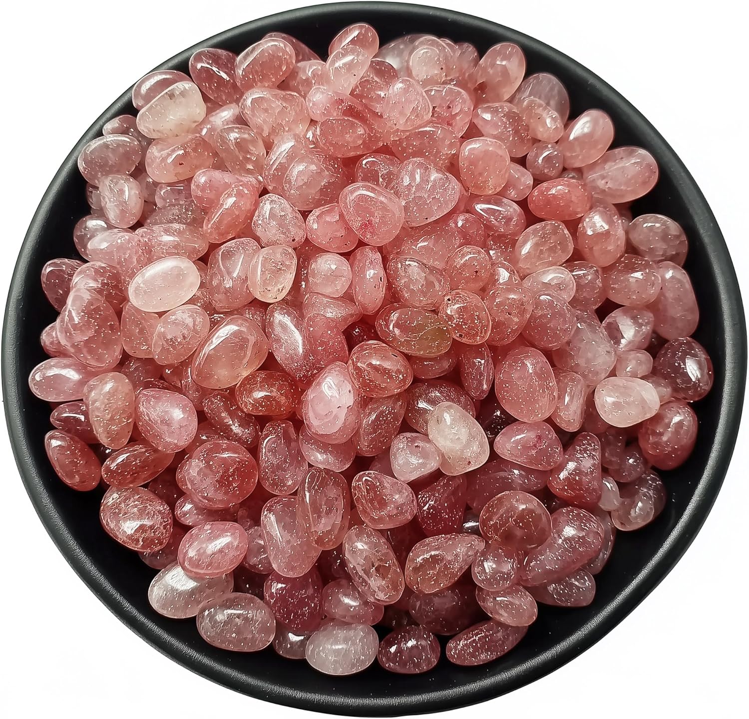 Polished Strawberry Quartz Crystal Chips 200 Pcs - 0.3" Tumbled Stone Chips Crushed Sea Glass Stones Bulk Healing Reiki Crystal Making Home Decoration