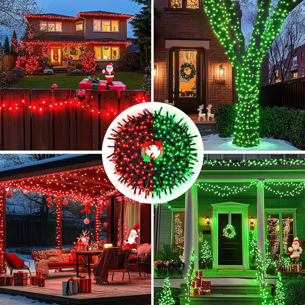 JMEXSUSS 200 LED Christmas Lights Outdoor, 66ft Red and Green String Lights with Remote, Connectable Waterproof Color Changing Christmas Lights for Party Yard Halloween Xmas Decor