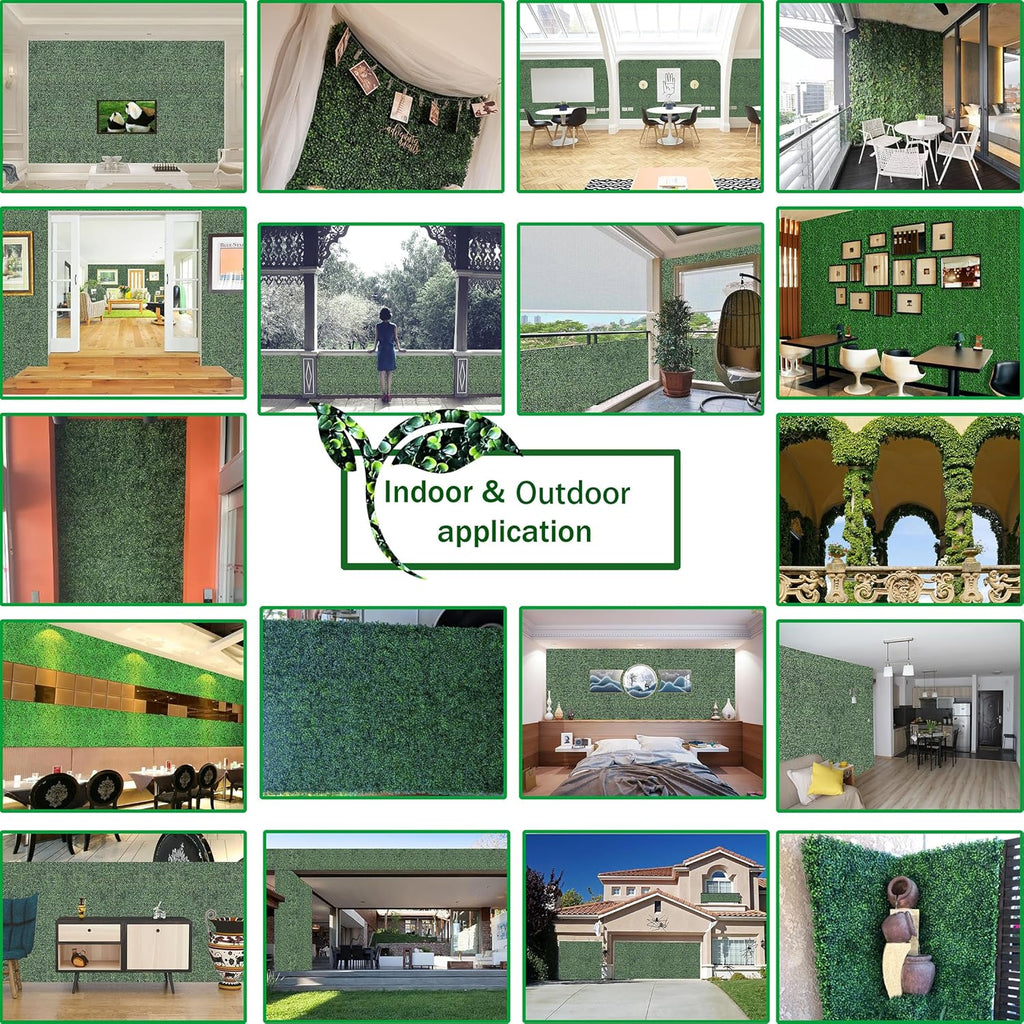 Artificial Grass Wall Panels,20X20 in 6P UV-Anti Greenery Boxwood Panels for Indoor Outdoor Green Wall Decor & Ivy Fence Covering Privacy