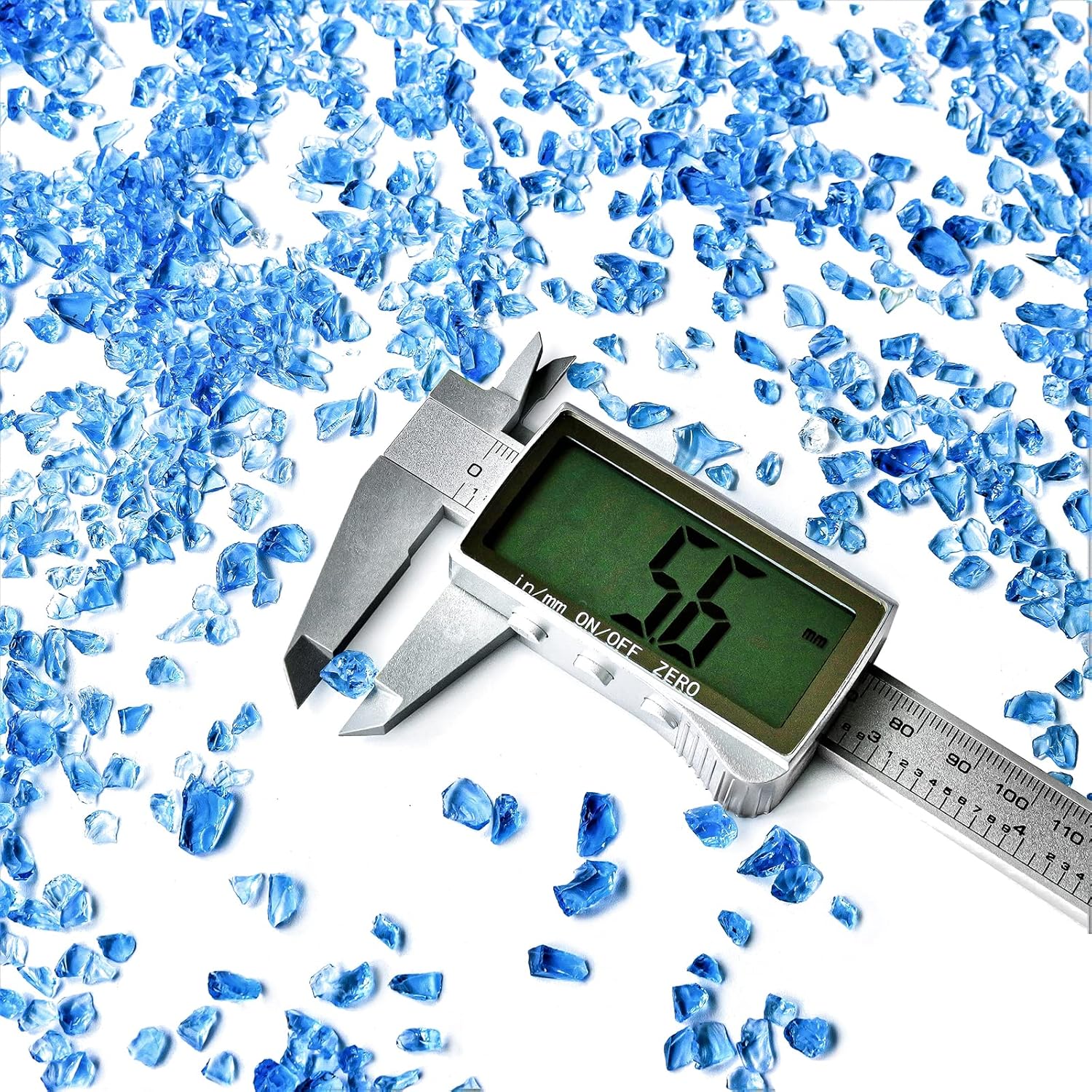 Crushed Glass for Resin Art - 3-6mm Ocean Blue, 1.5lb | Broken Glass Pieces for Crafts, Vase Filler & Fire Pit Media | Decorative Stones