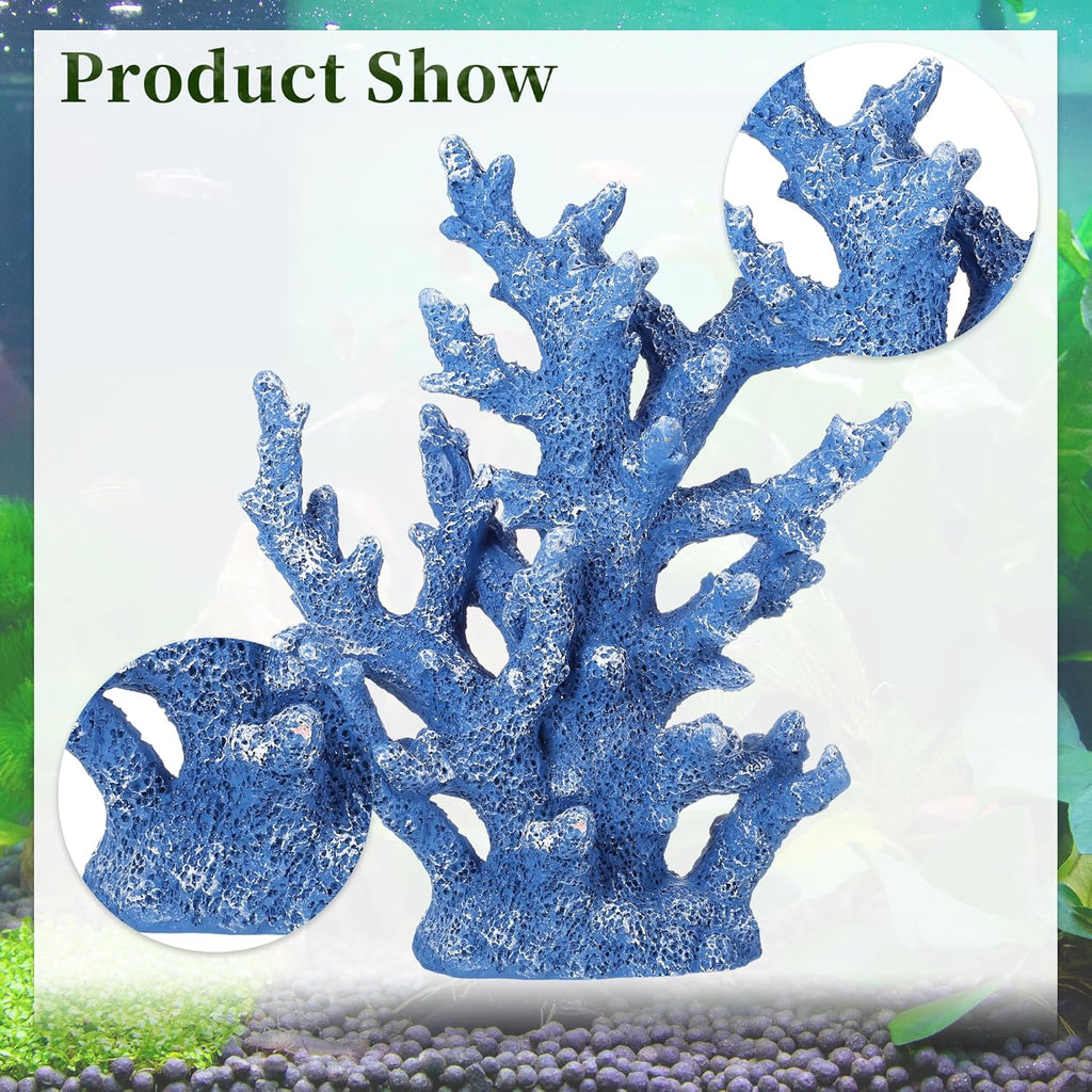 Artificial Coral Decor - Resin Coral Statue Home Decor, 7.48"x2.36"x9.45", Blue