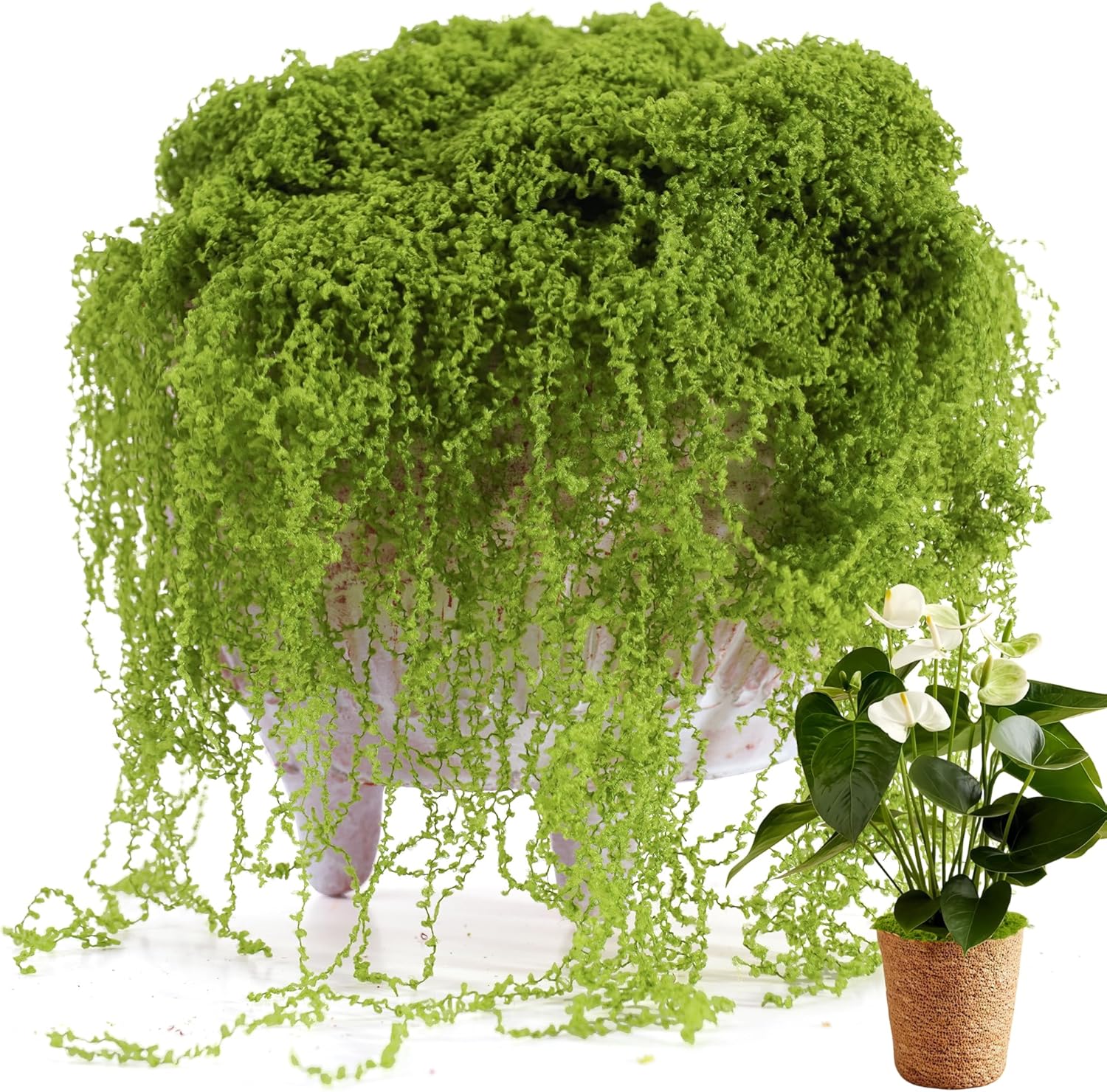 Fake Moss for Potted Plants Indoor, 7OZ Green Moss for Crafts - Realistic Faux Grass Decor for DIY, Terrariums, Fairy Gardens & Table Centerpieces Home Decor (Light Green)