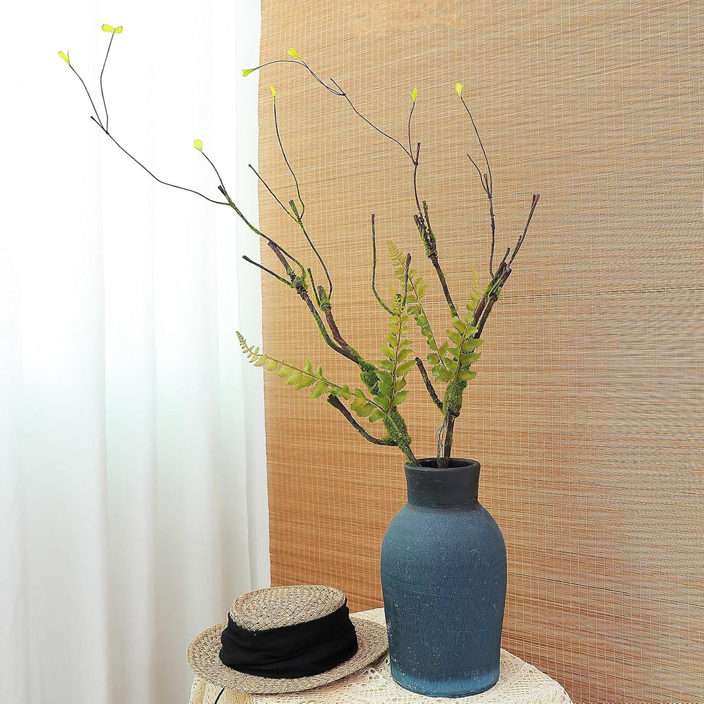 2Pcs 100cm/39in Artificial Cherry Blossom Trees Branches Natural Garland Wood Twigs Bendable Vine Trunk Silk Plants with Moss for Wall Hanging Photo Home Room Garden Reptile Decoration