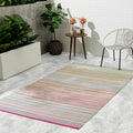 Fab Habitat Outdoor Rug - Waterproof, Fade Resistant, Crease-Free - Premium Recycled Plastic - Striped - Porch, Deck, Balcony, Mudroom, Laundry Room, Patio - Cancun - Candy - 8 x 8 ft Square