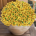 14 Bundles Artificial Flowers UV Resistant for Patio Outdoors Fake Faux Silk Plants Realistic Plastic Flowers Indoors Porch Window Home Decoration (14, Yellow)