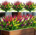 Artificial Flowers for Outdoor Plants 24 Bundles Fake Lavender Plastic Faux Monkey Grass for Verandah Window Garden Office Patio Front Porch UV Resistant for Planter(6 Color)