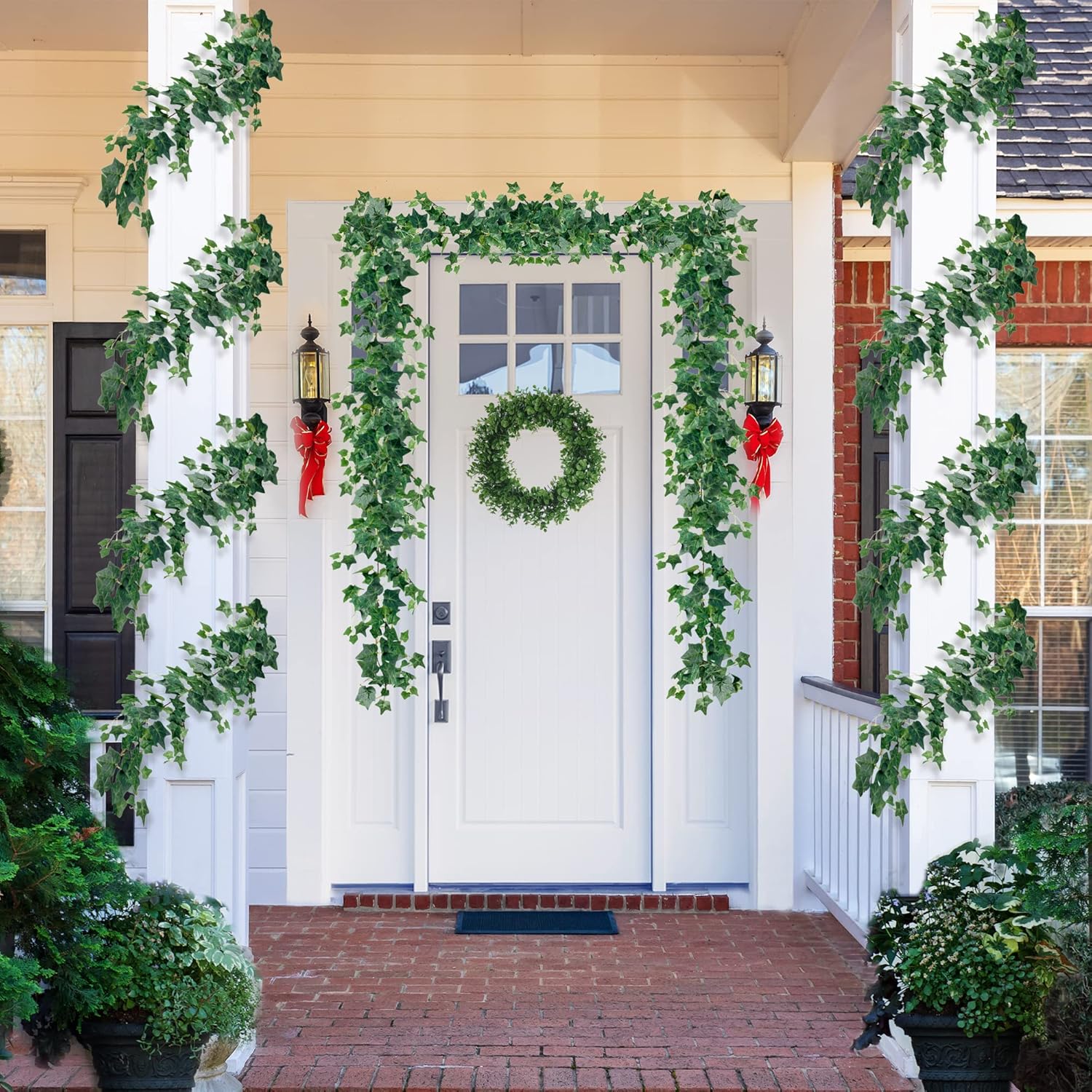 Sggvecsy 3 Pcs Artificial Ivy Vines Kit 6.4Ft Odorless Silk Ivy Garland with Green Leaves Fake Hanging Plants Artificial Greenery Decor for Wedding Home Wall Party Indoor Outdoor Decoration