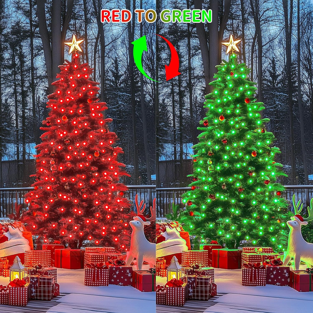 JMEXSUSS 200 LED Christmas Lights Outdoor, 66ft Red and Green String Lights with Remote, Connectable Waterproof Color Changing Christmas Lights for Party Yard Halloween Xmas Decor