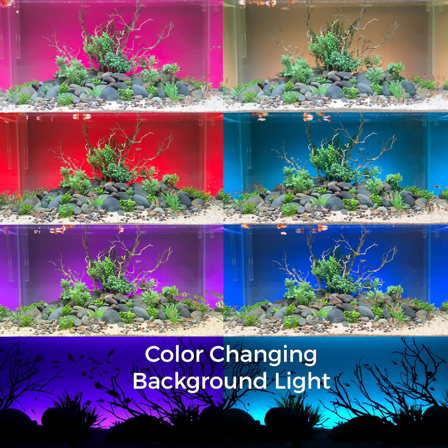 CURRENT USA 24-36" Inch Serene Aquarium Visual and Audio Aquatic Experience Kit with LED Aquarium Light, LED Background Light, Frosted Background Film & Speaker for Fish Tank (4025)