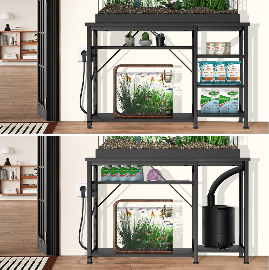 20-40 Gallon Fish Tank Stand: Heavy Duty Aquarium Stand with Power Outlets and Cabinet for Fish Tank Accessories Storage - Metal Frame, 800LBS Capacity, Suitable for Fish & Reptile Terrariums