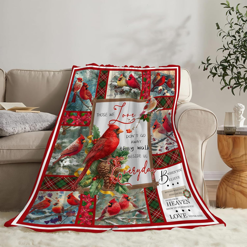 Cardinal Throw Blanket Red Bird Cardinal Stuff Gifts for Kids Girls Boys Adults Women Men Soft Cozy Warm Plush Fluffy Fuzzy Fleece Blanket Christmas Decor 60''X80''