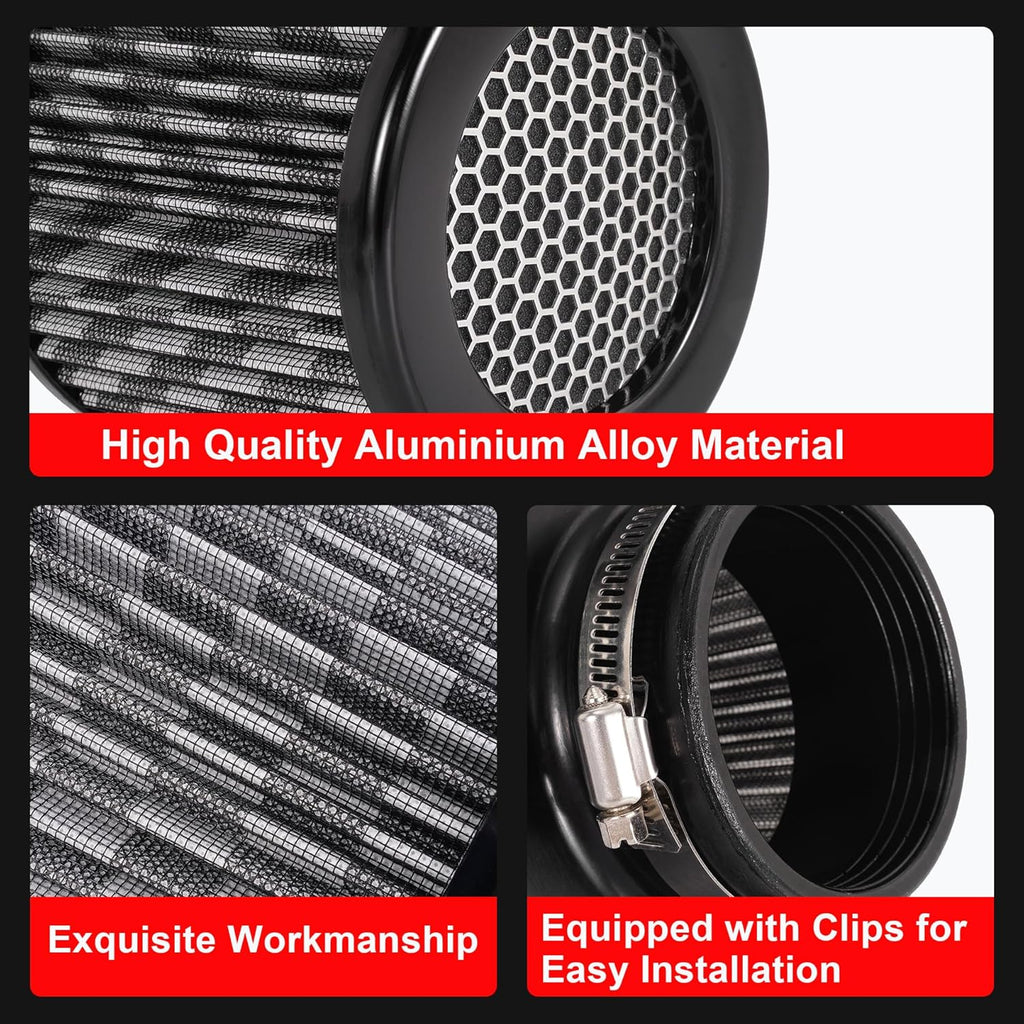 Cold Air Intake Filter High Performance Washable Filter Clamp-On Replacement Air Filter Flange Diameter 3inch/76mm Carbon Fibre Pattern
