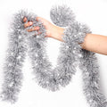 50 Feet Silver White Christmas Tinsel Garland Christmas Decorations, Thick Metallic Twist Shiny Hanging Tinsel Garlands for Xmas Tree Decor Stairs Mantle Fireplace Home Indoor Holiday Party Supplies