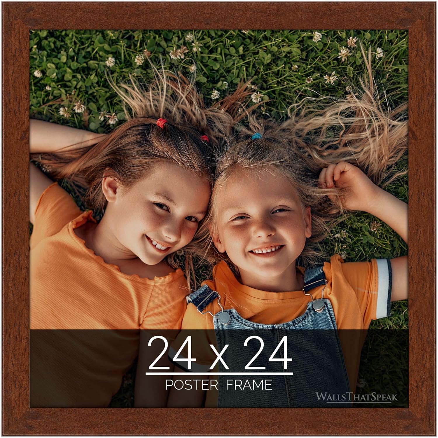 wallsthatspeak 24x24 Dark Walnut Rustic Pine Picture Frame for Puzzles Posters Photos or Artwork