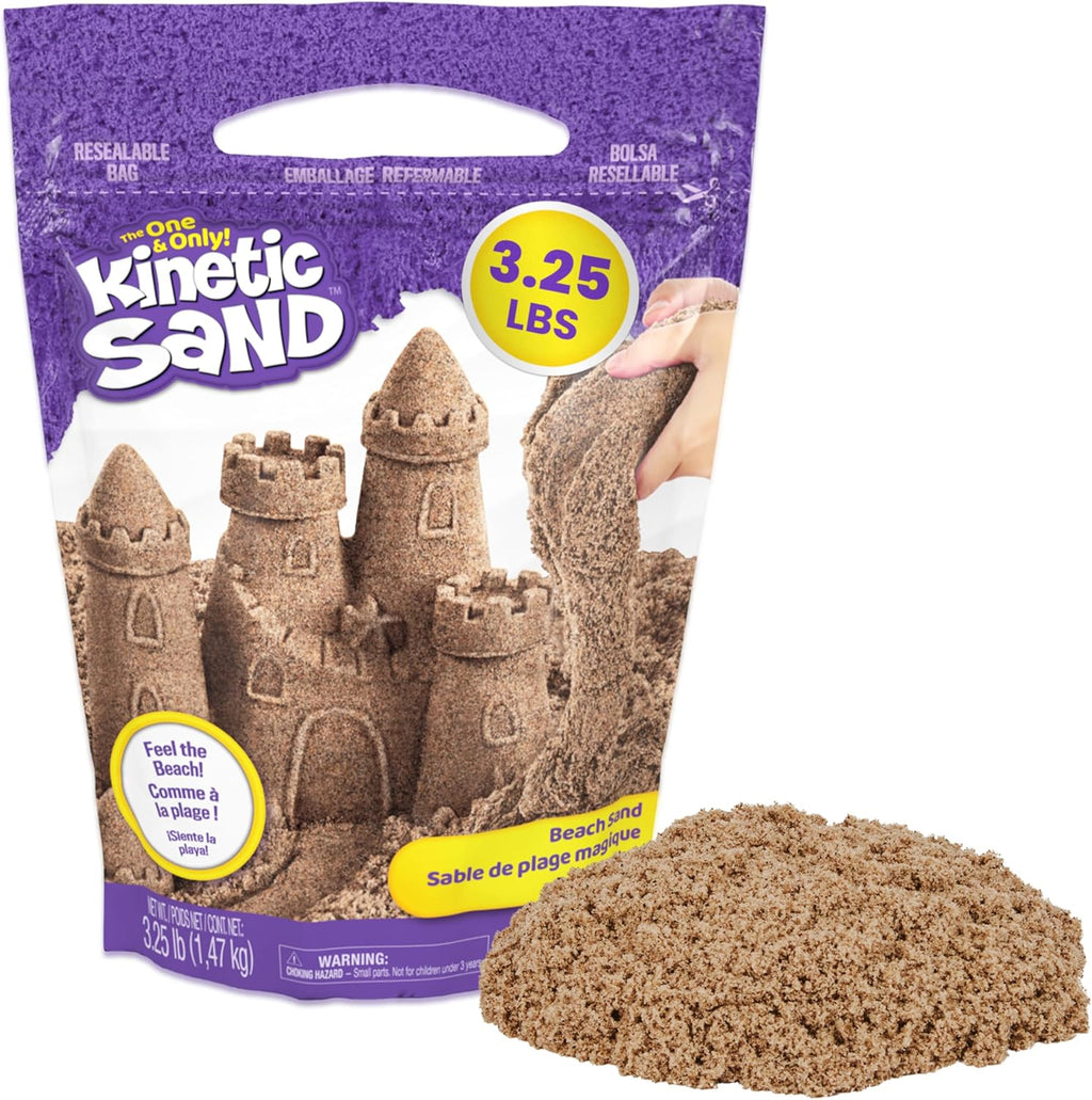 Kinetic Sand, 3.25lbs Beach Play Sand, Amazon Exclusive, Resealable Bag (Packaging May Vary), Sensory Toys, Holiday Gifts & Stocking Stuffers for Kids Ages 3 and up