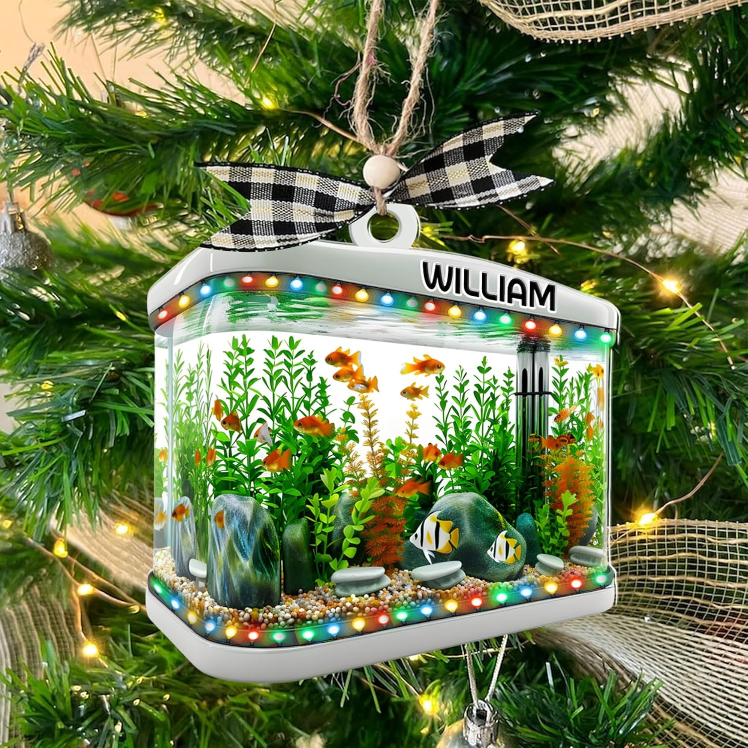 Personalized Aquarium Fish Tank Ornament, Fishes Christmas Ornament, Underwater Aquarium Ornament, Aquarium Decorations for Fish Tank, Gift for Ocean Lovers, Scuba Divers (FT7)