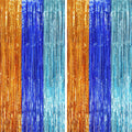 2 Pack Blue Orange Foil Fringe Backdrop Curtains, Tinsel Streamers Party Decorations, Fringe Backdrop, Door Shimmer for Birthday Party