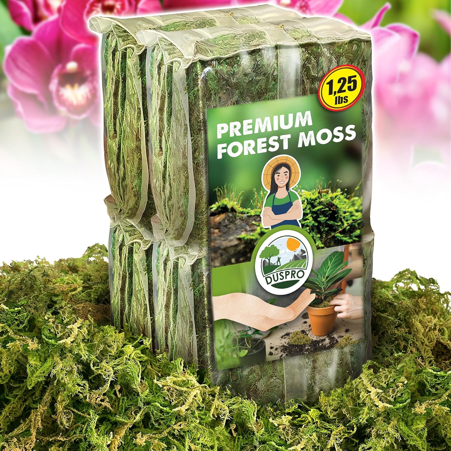 DUSPRO Big Bag Dried Forest Moss for Plant Propagation Sphagnum Moss Bulk for Orchid Repotting Mix Organic Soil Medium Bale Premium Hand Selected 16 QRT