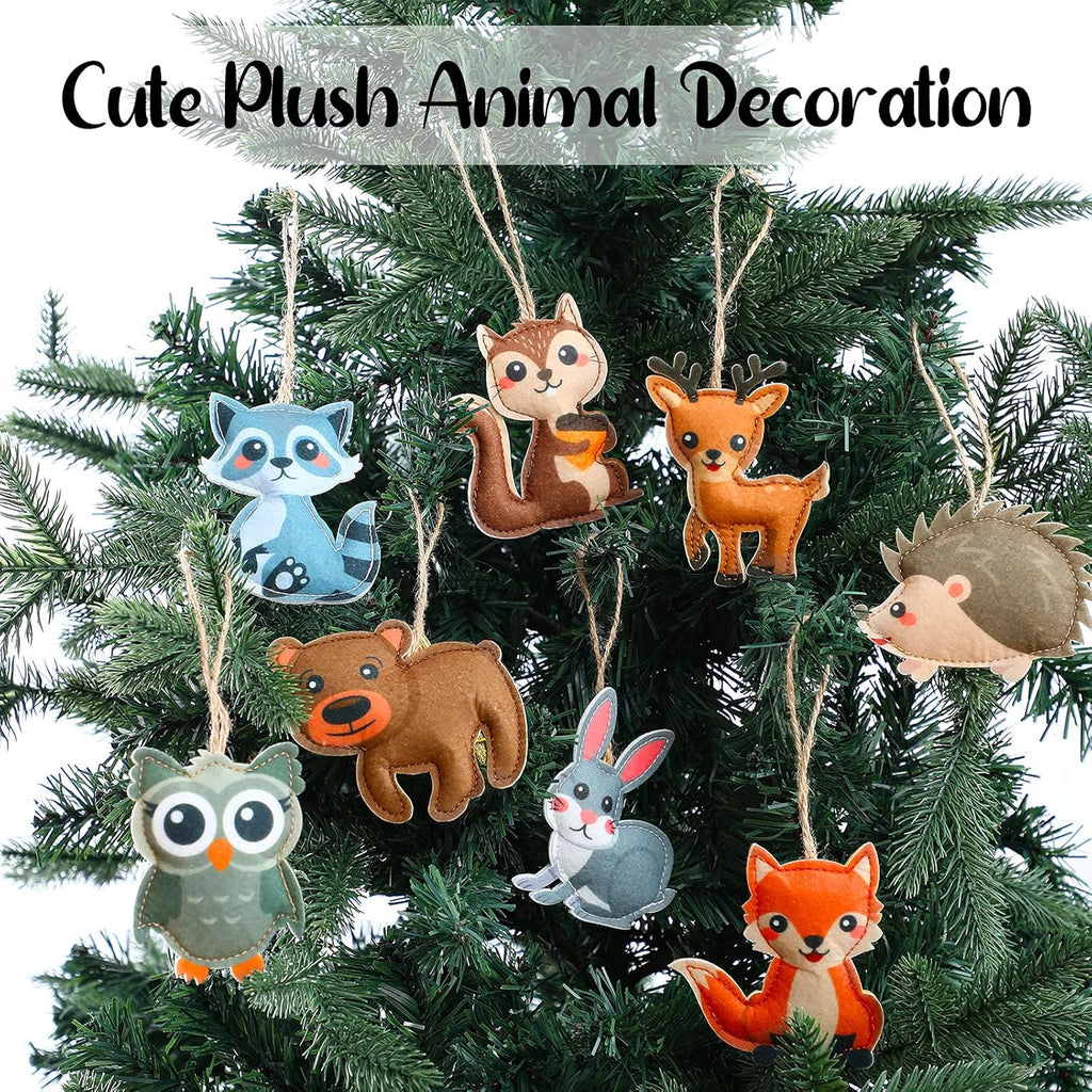 Tegeme 8 Pieces Woodland Animals Ornaments My Forest Friends Felt Animal Hanging Ornament Craft Set Cute Fall Christmas Tree Decor for Backpack Winter Birthday Party Supplies