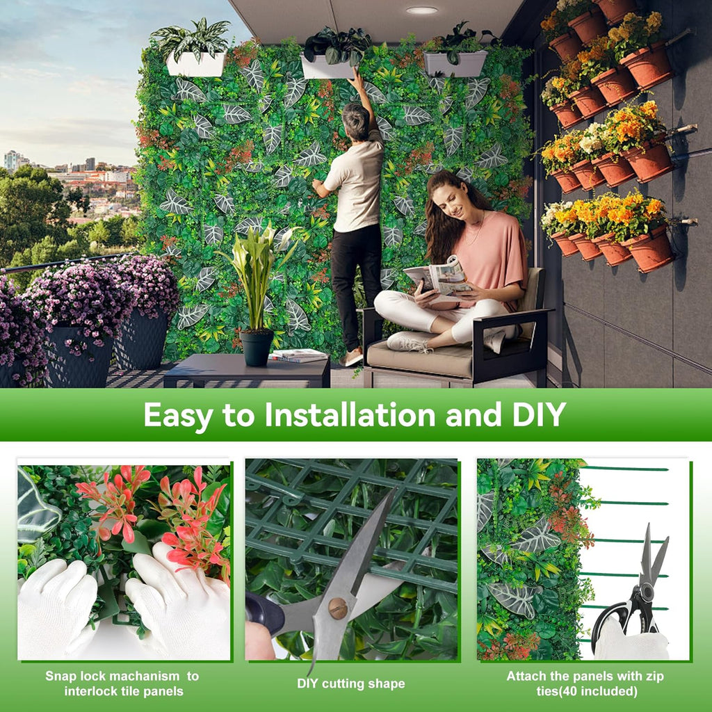 Artificial Grass Wall Roll Panels, 40"x120"(33.33 SQFT) UV Protection Greenery Plant Backdrop, Faux Boxwood Green Wall Decor for Party Patio Garden Backyard