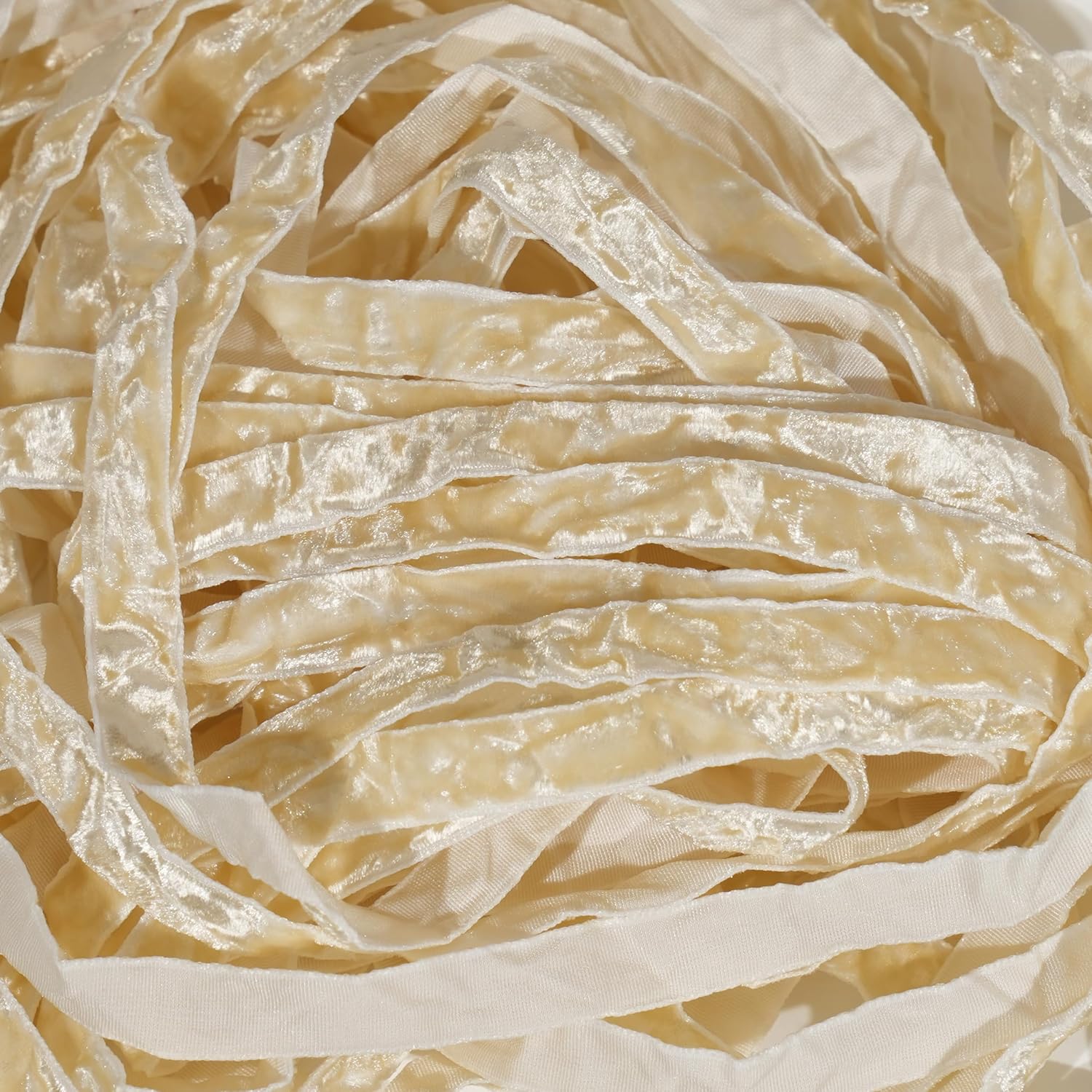 MAYREEL Ivory Crushed Velvet Ribbon 3/8 Inch Thin Light Cream Vintage Ribbon for Flower Bouquet Gift Wrapping Wedding Invitations Crafts Christmas Decorations Party 25 Yards