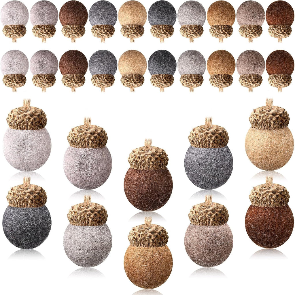 Tatuo 30 Pcs Christmas Felt Acorn Ornaments Colorful Wool Felt Acorn Pom Balls Mini Wool Acorns Bulk for DIY Xmas Crafts Christmas Tree Hanging Ornaments Party Favors Home Indoor Decor(Earth Colors)