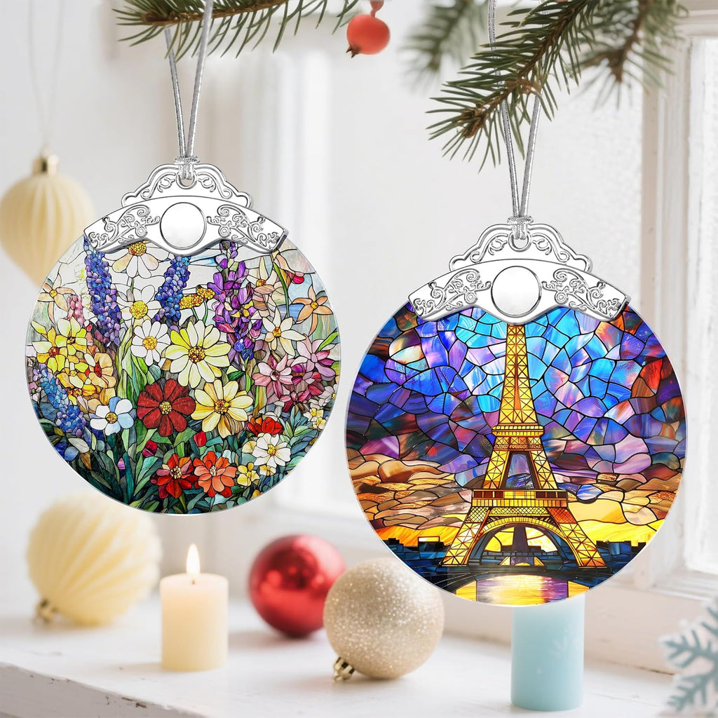 Christmas Ornaments, Christmas Tree Decorations, Keepsake Ornaments, Holiday Decor, Holiday & Xmas Gifts, Gifts for Travel Lovers & Art Lovers - Eiffel Tower-Theme