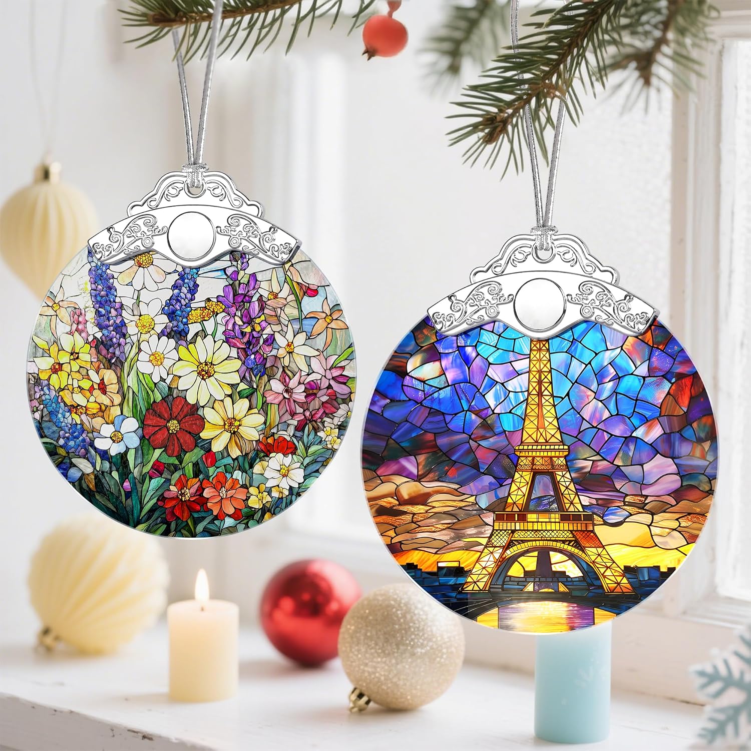 Christmas Ornaments, Christmas Tree Decorations, Keepsake Ornaments, Holiday Decor, Holiday & Xmas Gifts, Gifts for Travel Lovers & Art Lovers - Eiffel Tower-Theme