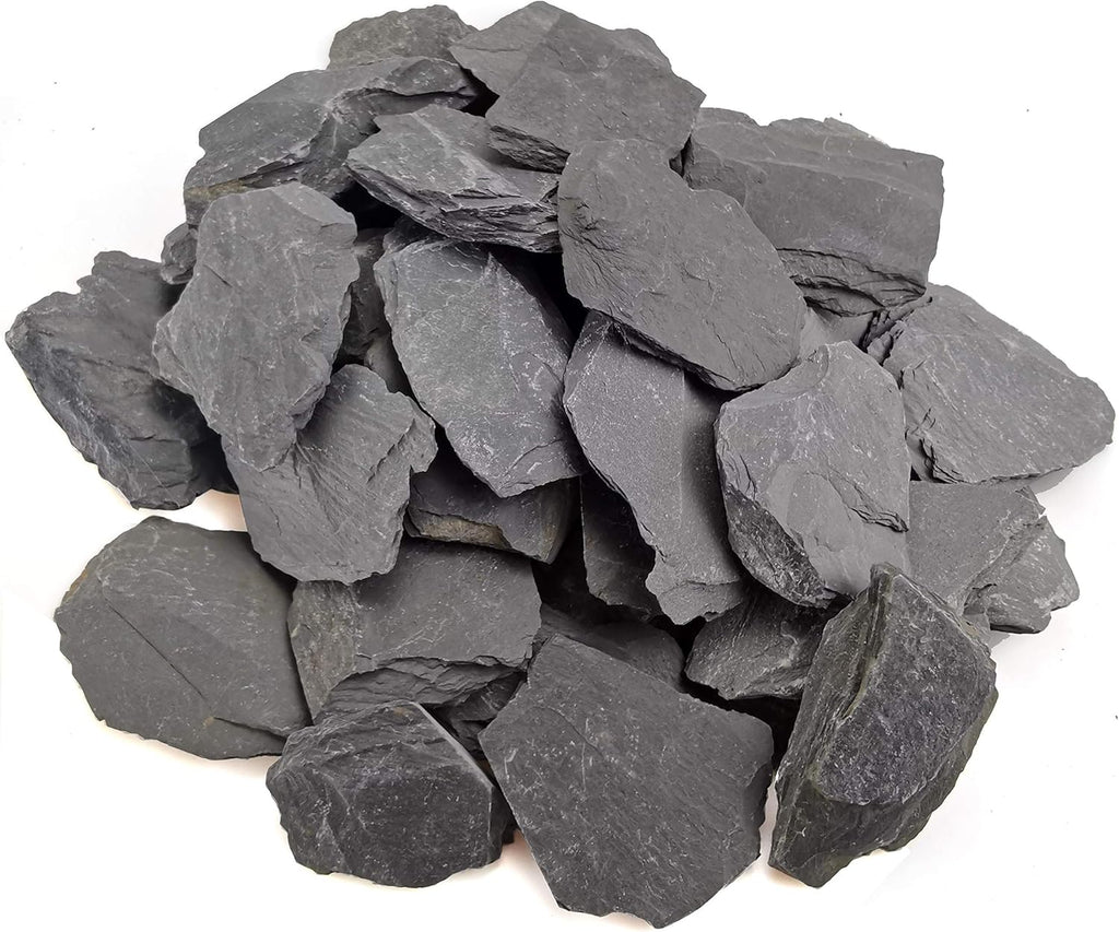 Voulosimi Natural Slate Rocks PH Neutral Stone Perfect Rocks for Aquariums, Landscaping Model,Tank Decoration,Amphibian Enclosures (10 LB, 3-5 inch)