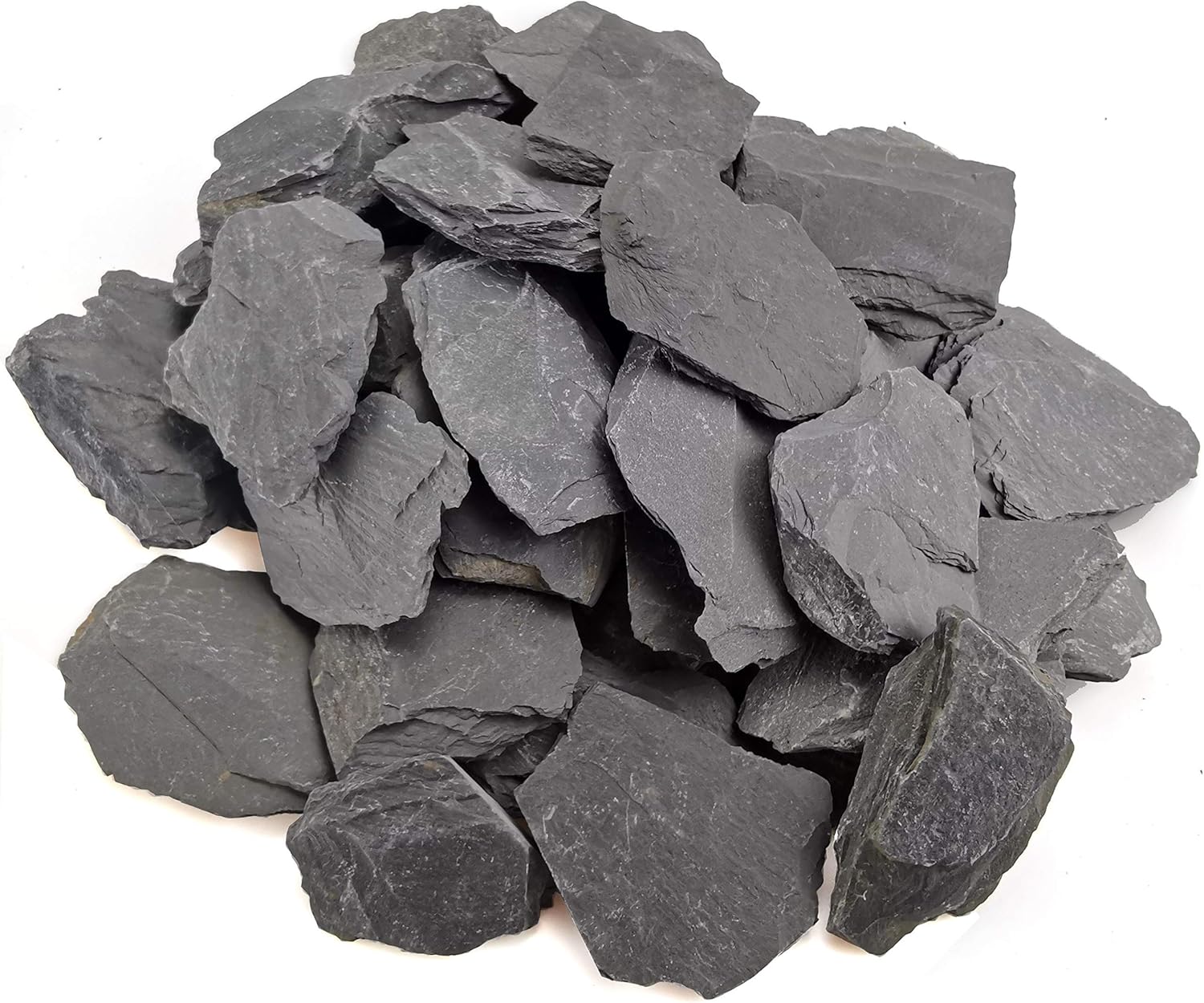 Voulosimi Natural Slate Rocks PH Neutral Stone Perfect Rocks for Aquariums, Landscaping Model,Tank Decoration,Amphibian Enclosures (10 LB, 3-5 inch)
