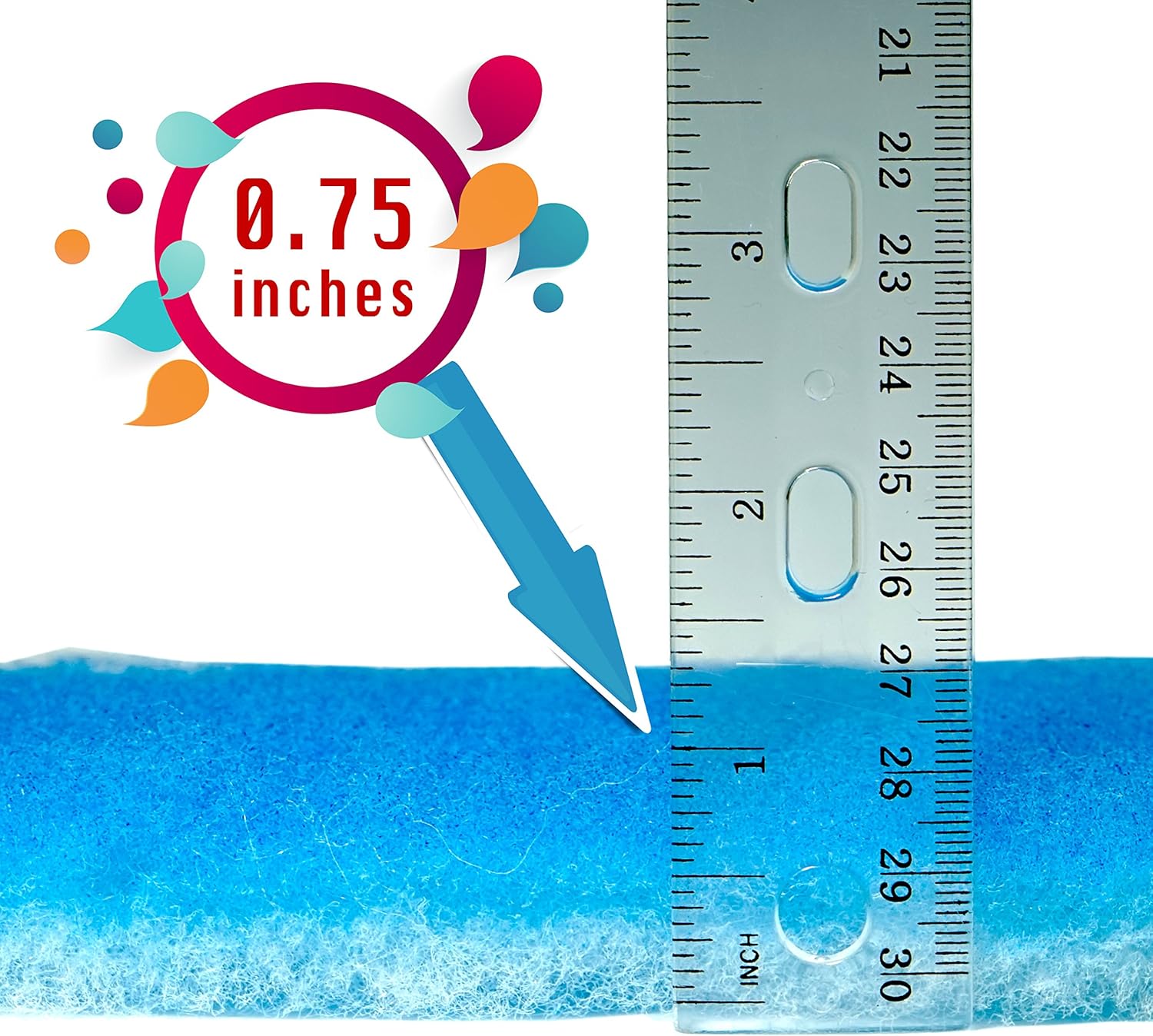 Original Koi Pond and Aquarium Filter Pad Media Roll - Blue Bonded - 24 Inches by 72 Inches (6 ft) by 0.75 Inches - Cut to Fit - Durable - Fish and Reef Aquarium Compatible