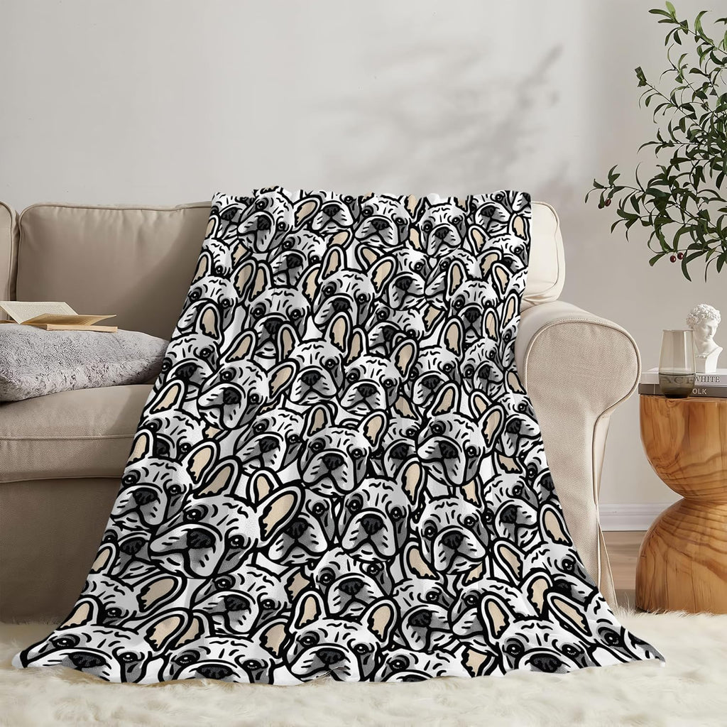 Boston Terrier Throw Blanket French Bulldog Frenchie Puppy Stuff Gifts for Dog Lover Kids Girls Boys Adults Women Men Soft Cozy Warm Plush Fluffy Fuzzy Fleece Blanket Decor 60''X80''