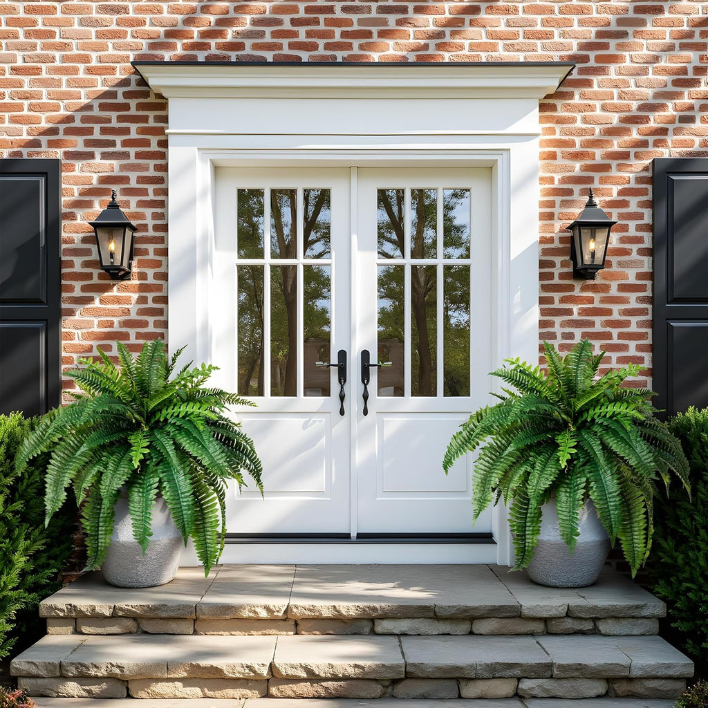 Fake Ferns 2Pack Artificial Ferns for Outdoors 25.6In Large Faux Ferns UV Resistance for Outdoor Large Planter Realistic Artificial Boston Fern Plants for Garden Balcony Terrace Decor 38Leaves
