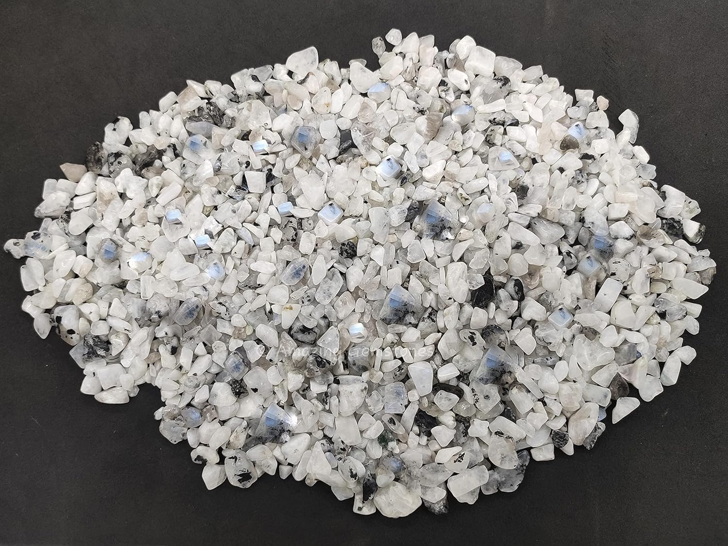 Amazing Gemstone Rainbow Moonstone Crystal Chips Aquarium Gravel Rocks - Bulk Fish Tank Gravel, Small Tumbled Stone Chips and Tiny Crystals for Decoration (Natural AAA Grade Gemstones)