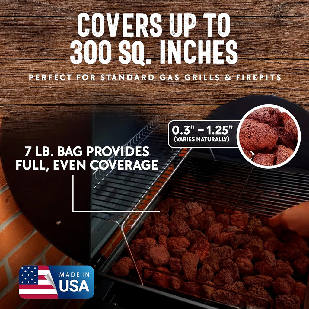7 Lb. Bag of Natural Lava Rocks for Backyard BBQ Cooking, Burner Grill, Firepit, Bonfires, Campfire, Indoor Fireplace, Fire Bowl, Lava Rocks for Gas Grill Charbroilers by FryOilSaver Co. (Pack of 1)