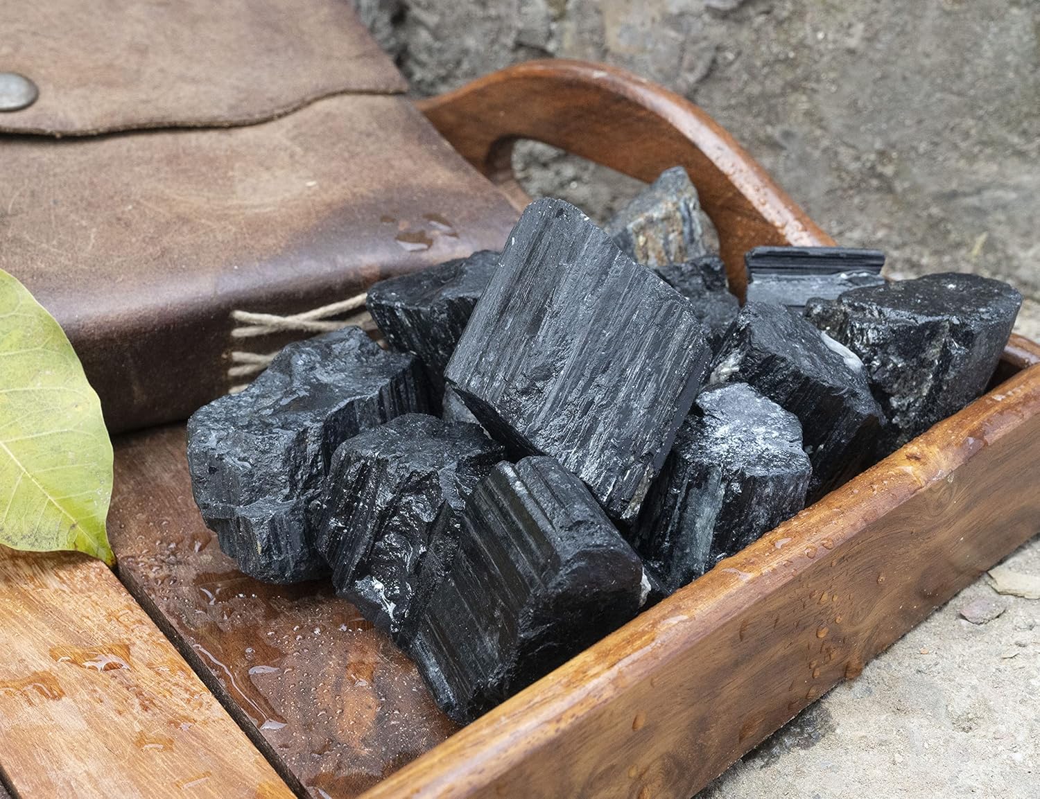 Crocon 1LB Black Tourmaline Rough Bulk Natural Stone Raw Gemstone Tumbling Cabbing Polishing Gem Mining Chakra Balancing Reiki Healing Good Luck Home Office Decor