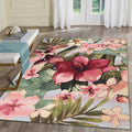 Liora Manne Marina Low Profile Durable Indoor/Outdoor Woven Rug- Tropical Floral Multi 6'6" x 9'4"
