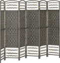 HOMCOM 6 Panel Room Divider, Folding Privacy Screen, 5.6' Room Separator, Wave Fiber Freestanding Partition Wall Divider, Dark Gray