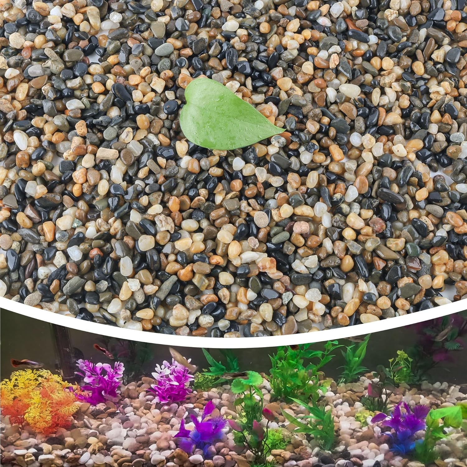 18lb 1/2" Polished Pebbles for Plants Potting,Succulents Aquarium Fish Tank Vases-Decorative River Rocks Garden Gravel Stones
