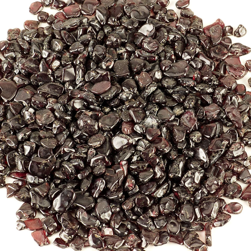 Cherry Tree Collection 1/2 Pound Polished Tumbled Gemstone Chips, Pebbles, Crystal Chips Bulk for Jewelry Making, Healing, Plants, Succulents, Aquariums, Decoration, Chakra (Garnet)