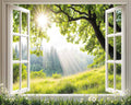 12x10ft Spring Tree Backdrops for Photography Window Floral Backdrop Spring Flowers Floral Backdrop Garden Nature Scene Background Portrait Photo Props Bridal Shower Birthday Party Banner