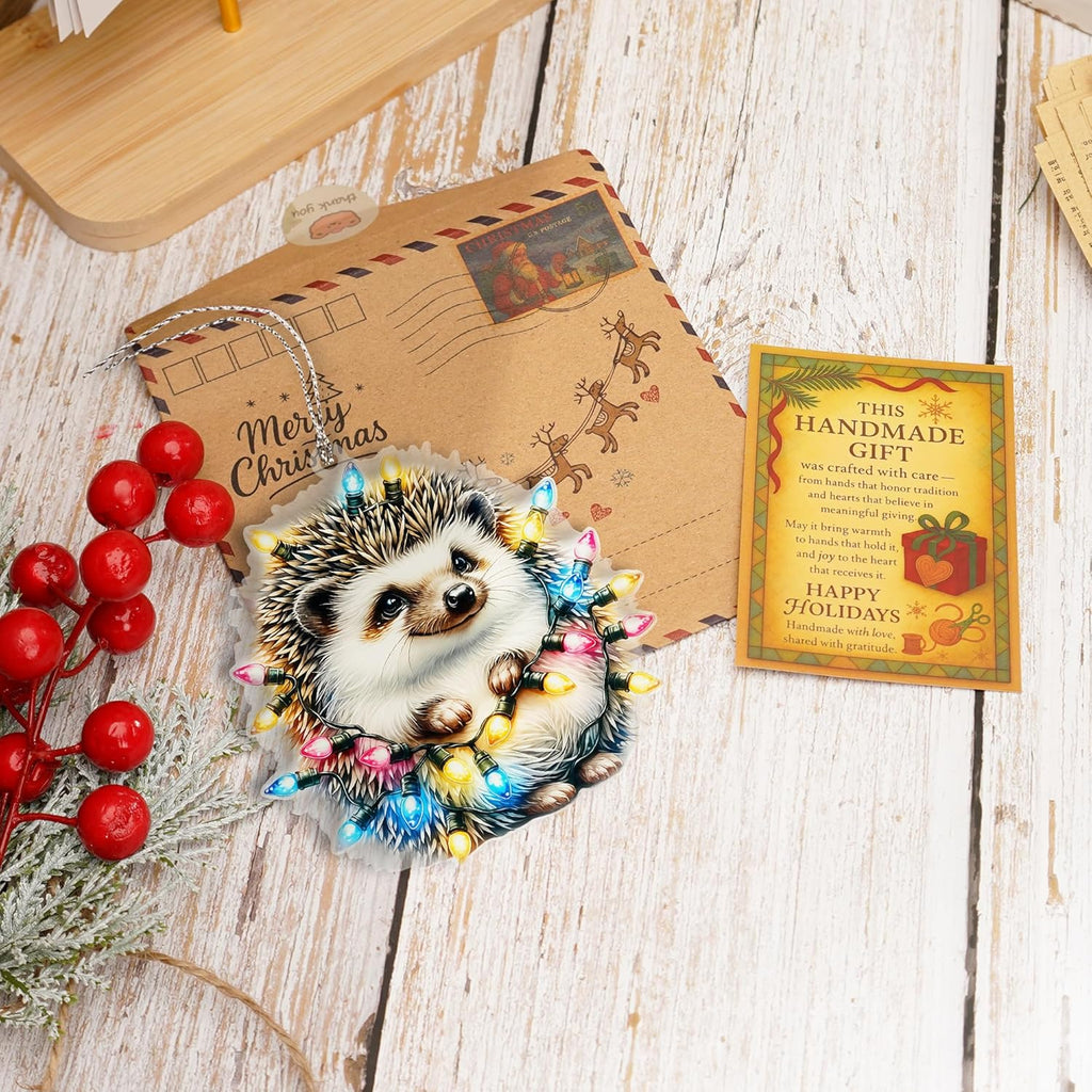 Hedgehog Christmas Ornaments 2025, Cute Funny Woodland Animal Decorations, Cute Hedgehog Ornament for Tree, Hedgehog Gifts for Women Men Kids, Unique Holiday Tree Keepsake Ornament Present.
